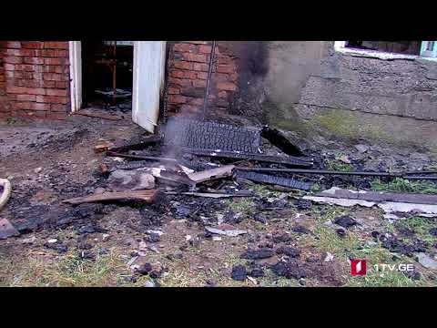 გურჯაანის სოფელ ვეჯინში ორსართულიანი სახლი იწვის