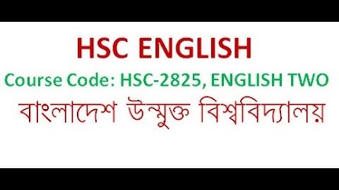 English 2nd Paper: Bangladesh Open University