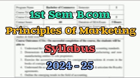 Principles Of Marketing B.com 1st Semester Syllabus Akkamahadevi University Of Bijapur 2024 - 25