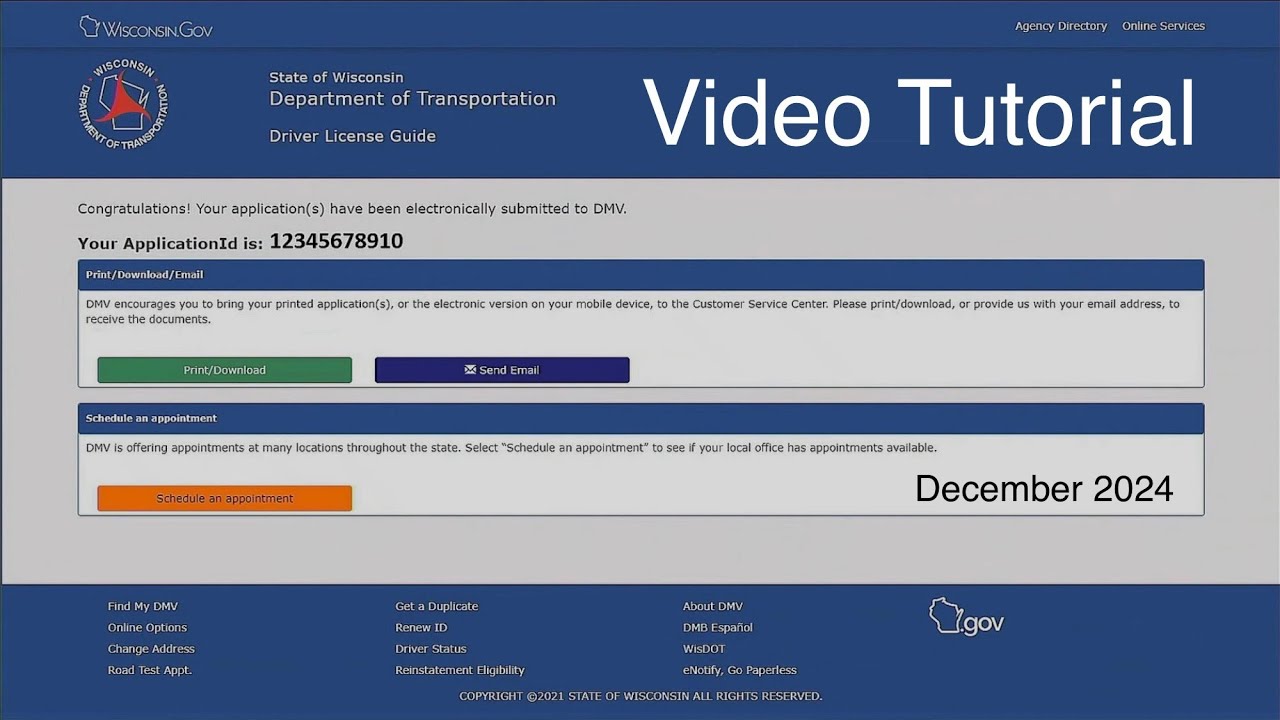 WisDOT MV3004 State ID Card Online Application & MV3012 Process Video Tutorial - December 24, 2024
