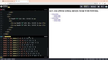 25 02 10, HTML, CSS 강좌, 96강, 문제 : 선택자 검색대상의 개수