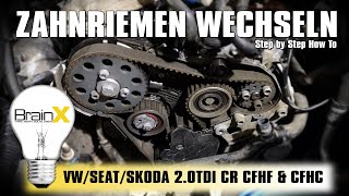 Zahnriemen wechseln VW Seat Skoda 2.0 TDI CR CFHF CFHC Motor 140 PS