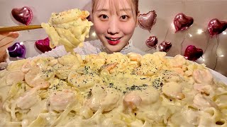 ASMR Creamy Shrimp Pasta【Mukbang/ Eating Sounds】【English subtitles】