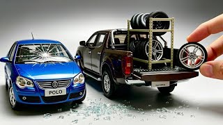Exhaust Flames & Custom Tires! 1:18 Nissan Navara & VW Polo Diorama