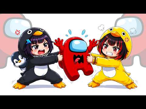 Gugugaga Penguin Save Mini Crewmate but Escape Gugugaga Penguin | AMONG US FUNNY ANIMATION