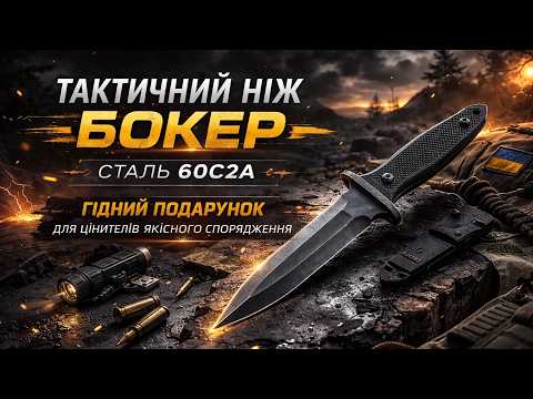 Ніж тактичний Бокер сталь 60С2А Gorillas BBQ KN210, видео 1