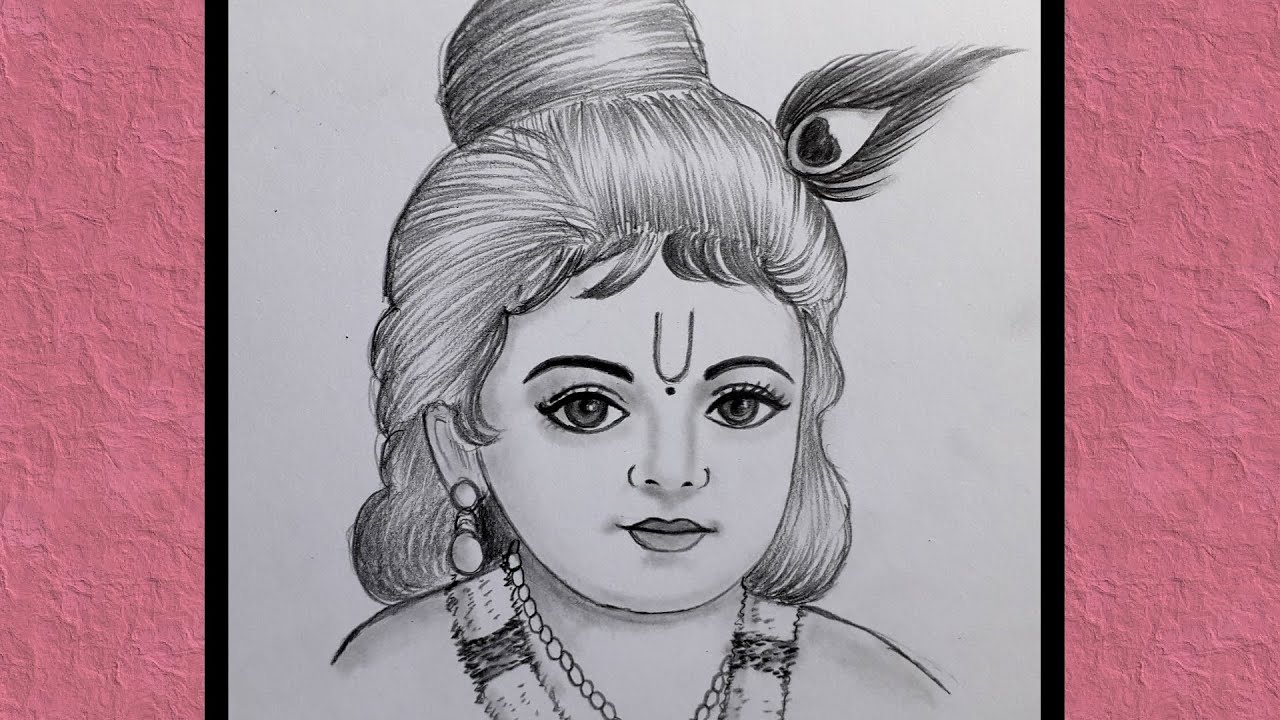 Pencil से सुन्दर श्री कृष्ण का drawing ...