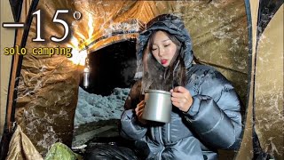 [ solo camping ] Alone in the cold wave, camping under the mountain/ drinking alone in Galbitang