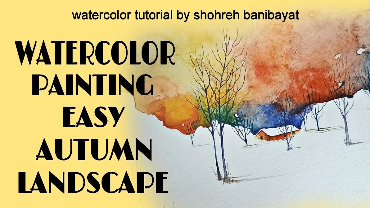 WATERCOLOR LANDSCAPES | Try This Easy Autumn Watercolor Landscape! |Tutorial step by step 🍁Day 1/30🍂