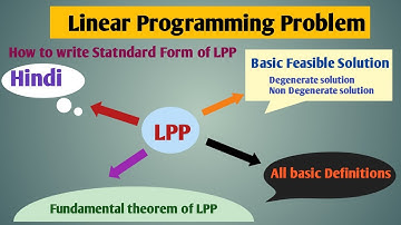 Linear Programming|Hindi|Introduction| Basic definition|Standard Form|lecture=1