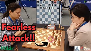 GM Humpy crushes WGM Zhai in a brutal attack in the Ragozin | World Rapid Women 2023