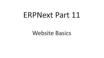 ERPNext Part 11 Website Basics