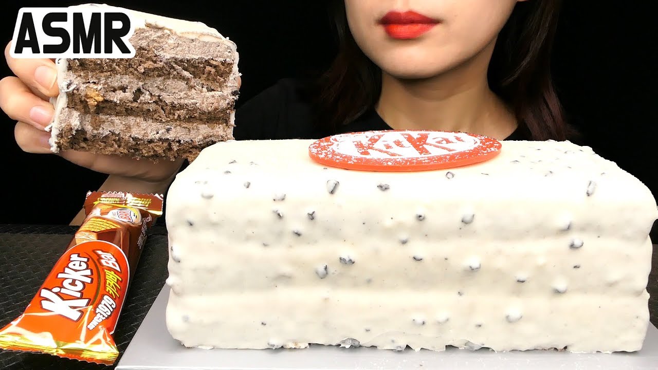 던킨 쿠키앤크림 킷캣 케이크ㅣ노토킹 ASMR 리얼 사운드 먹방ㅣCookie & Cream CakeㅣキットカットケーキㅣReal Sound NoTalking Mukbang ♥