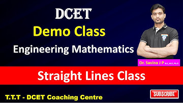 DCET Demo Class | Mathematics | Straight Lines | TTT Academy | Dr. Savin J P | Dcet Coaching
