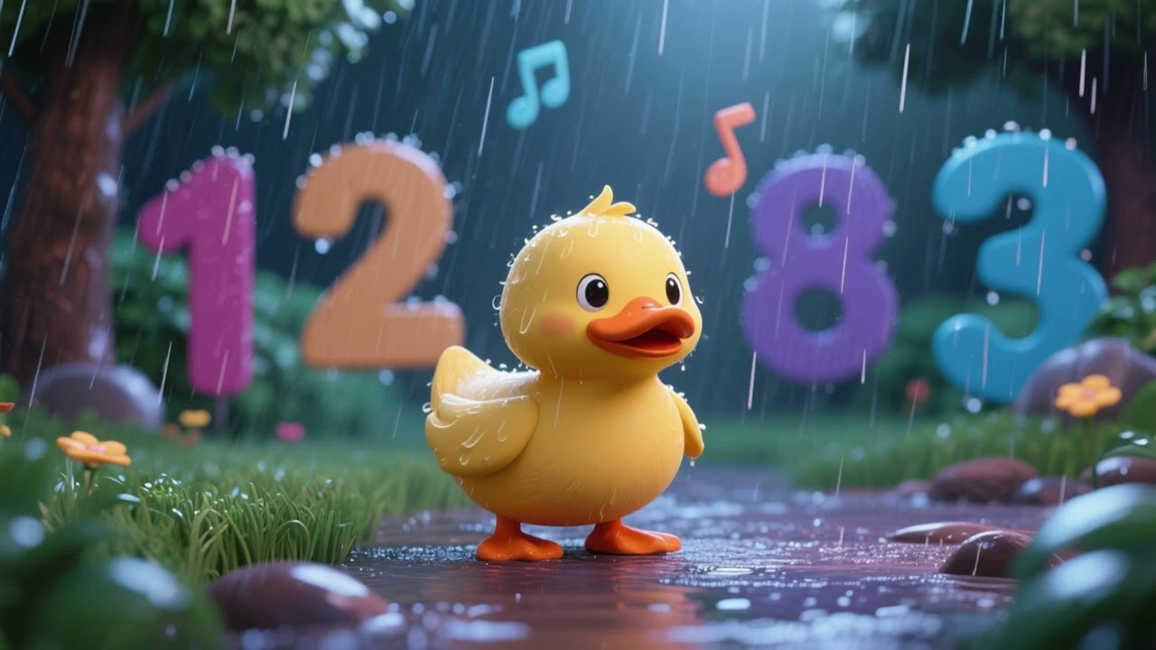 Duckling’s Rainy Number Song 🦆🌧️ | Counting Song for Kids | Nursery Rhymes