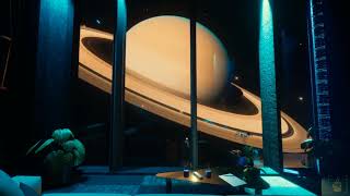 Fall asleep to soothing music!  Sleep ambient journey in cozy space cabin near the planet Saturn!🪐 screenshot 5