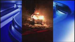 Wilbraham police investigating stolen car fire