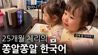 한국에 계신 할머니와 한국어로 쫑알쫑알 통화하는 25개월 체리