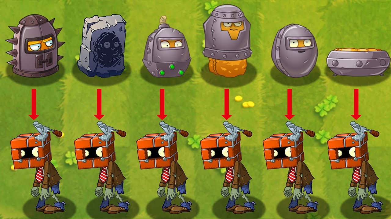 All Defend Plants PowerUp! vs Brickhead Zombie in Plants Vs Zombies 2
