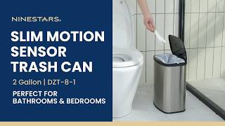 Space-Saving Stainless Steel Bathroom Trash Can | Ninestars 2.1 Gal Motion Sensor Trash Can
