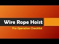 Wire rope hoist  eot hoist  pre operation checklist  techtalk with kaptan