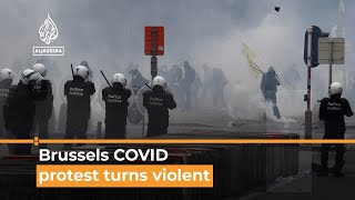 Dramatic scenes as Brussels COVID protest turns violent | AJ #shorts