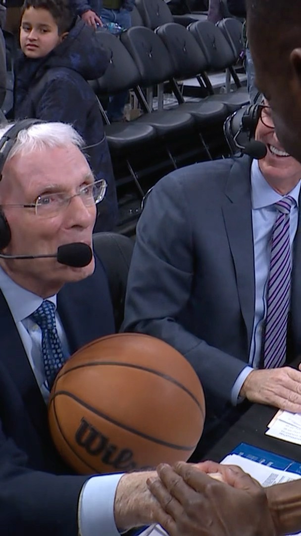 Awesome moment post game as players send off Hubie Brown and the refs award him with the game ball!
