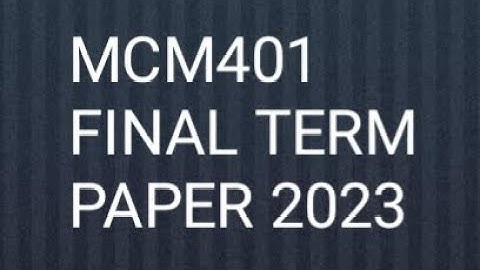 MCM401 FINAL TERM PAPER 2023