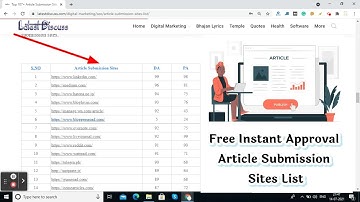 107+ Free Article Submission Sites with Instant Approval | SEO Off Page Activity | Boost Ranking