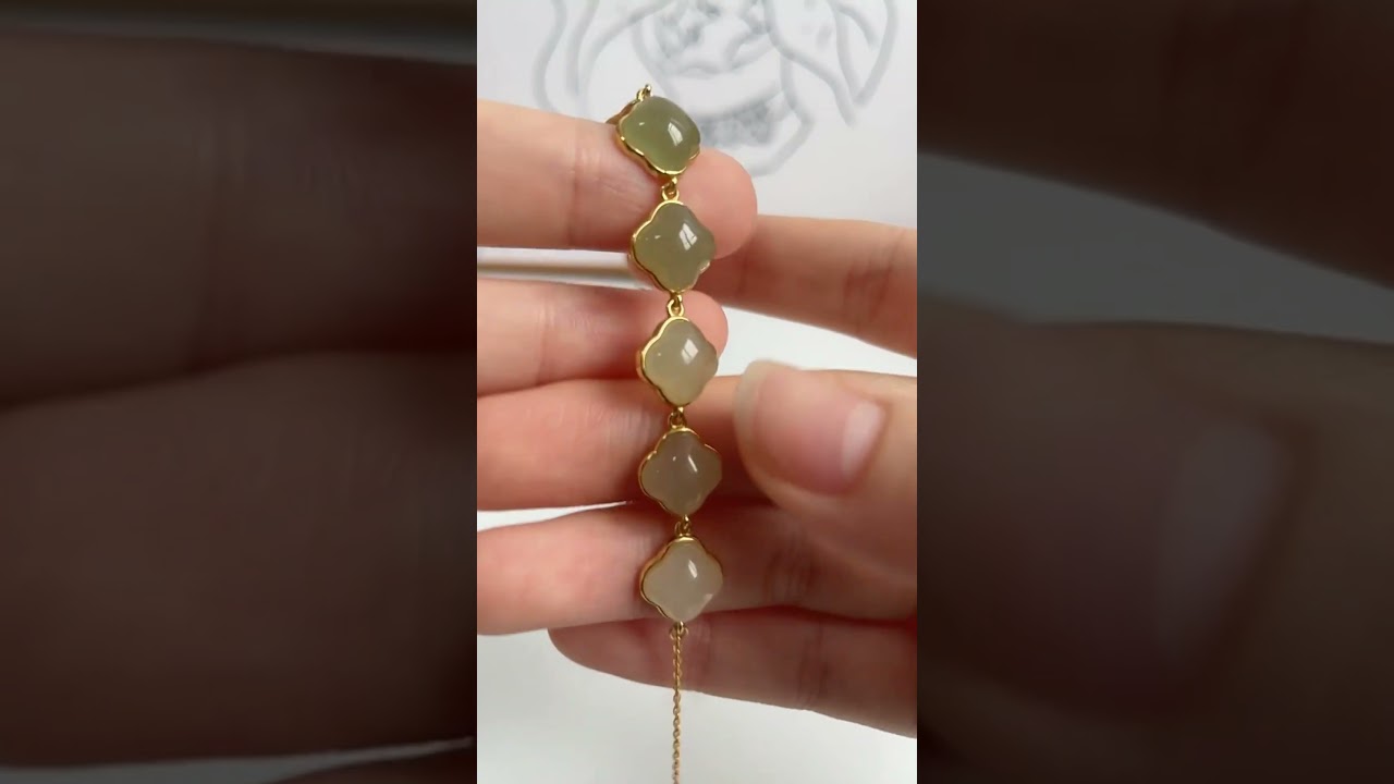 李記 | 原創手工真皮 | 把滿滿幸運戴在手上🍀天然和田玉四葉草手鍊DQ1120S號
