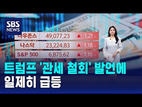 트럼프 '관세 철회' 발언에…일제히 급등 / SBS / 뉴욕증시