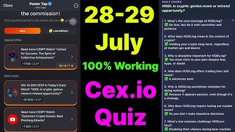 Cex.IO Quiz Answers Today 28 & 29 July | Cex.io Daily Quiz | Cex io daily combo | Cex.io daily quiz