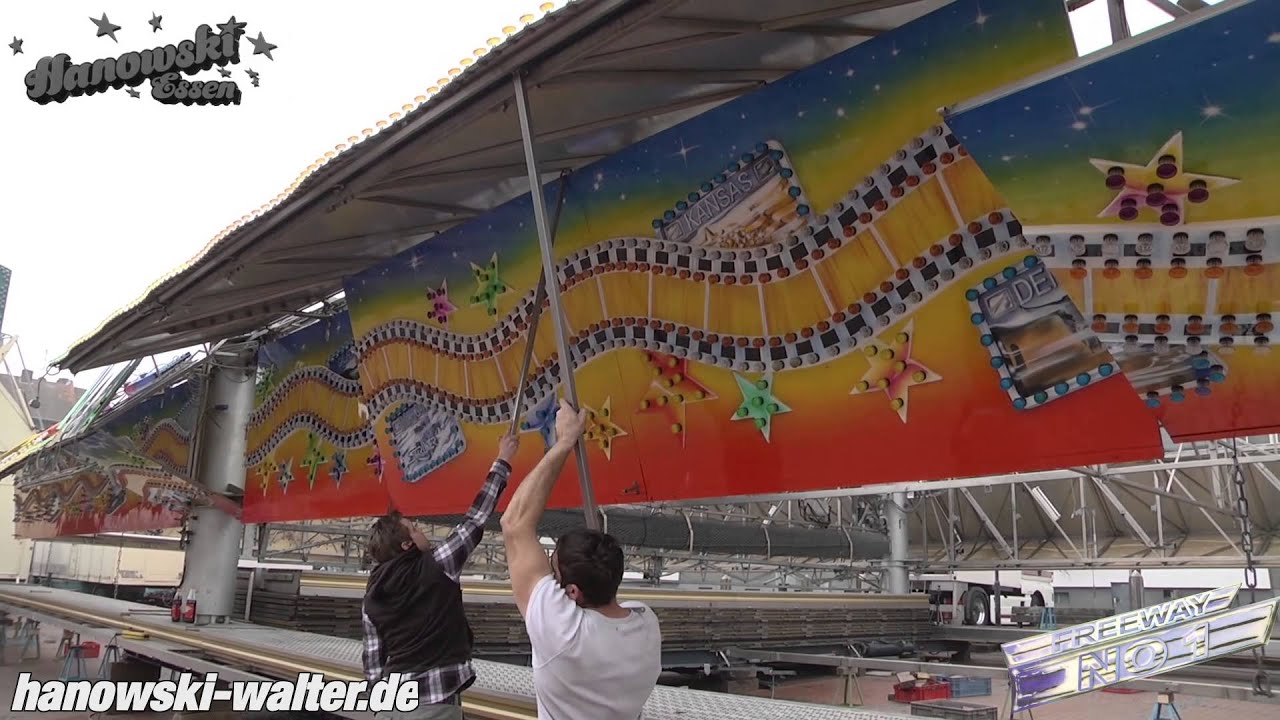 Freeway No.1 Autoscooter  Aufbaufilm Zeitraffer