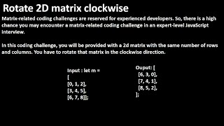 Rotate 2D matrix clockwise - alogrithm