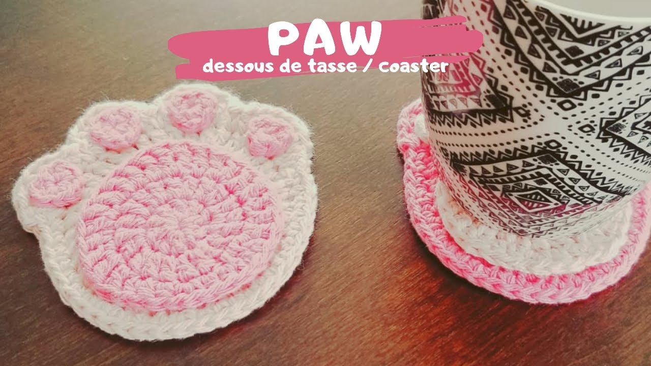 Super easy crochet cat coaster pattern for beginners _ Tutorial crochet cat  coaster 