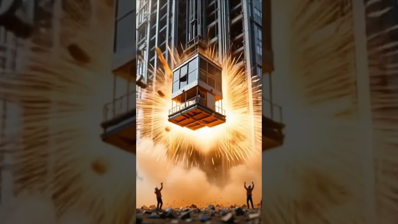 Construction Elevator Falls From Skyscraper! Tiny Workers Panic! 🚨🏗️ 