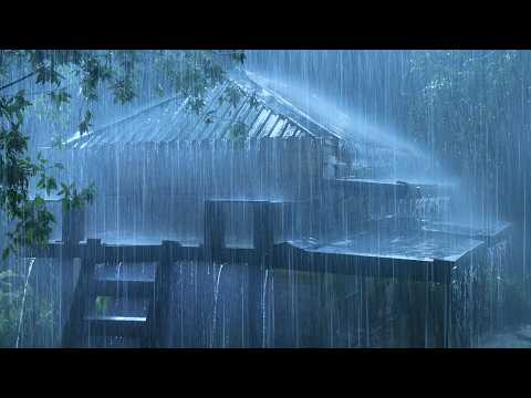 (No Ads) Beat Stress & Goodbye Insomnia in 3 Minutes | Heavy Rain & Thunder on Tin Roof at Night