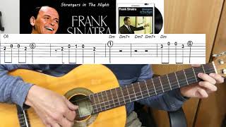 Video thumbnail of "Guitar lesson - Strangers in the Night - Frank Sinatra - Easy Guitar melody tutorial + TAB"