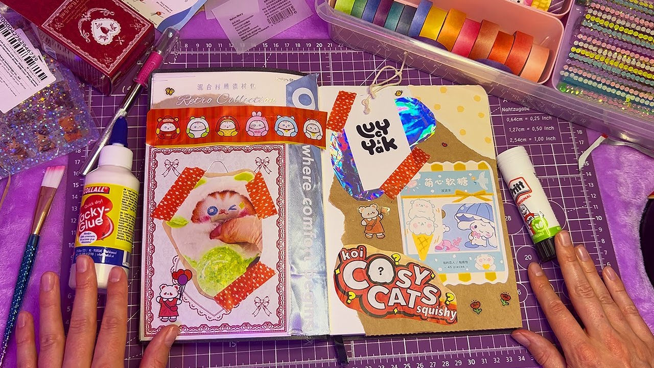 ASMR Junk Journal with Me! (Whispered Journalling)