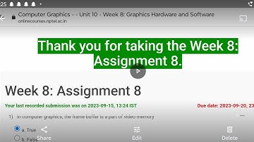 NPTEL Computer Graphics week8 Assignment8 answers #nptel #nptel2023 #nptelcourseanswers #nptelanswer