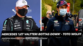 Mazepin penalised for Sergio Pérez "near-collision", Mercedes 'let Valtteri Bottas down' - Wolff