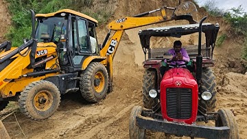 Jcb 3dx Backhoe Eco Excellence Machine Loading Mud in Massey Tractors trolley live video