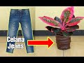 IDE KREATIF DARI BARANG BEKAS | Cara membuat pot dari celana jeans