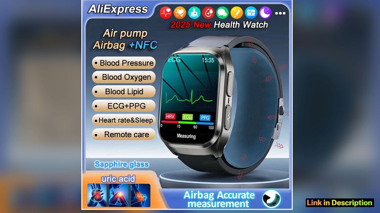 2025 New Air Pump Blood Pressure Accurate Measure Smart Watches Men Micro Physical Examination