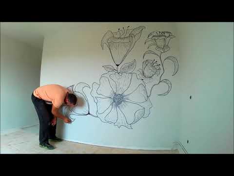 flores pintadas en la pared