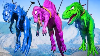 Spiderman TRex vs Demon Spinosaurus, Malusaurus Dinosaur Fighting in Jurassic World Evolution Dinos