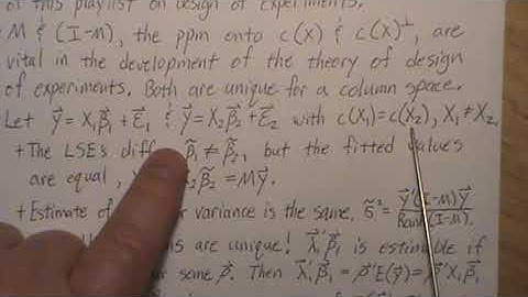 Balance 2 Factor Factorial Design without Interaction (part 2/7):Column Spaces of the Design Matrix