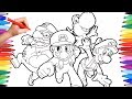 Super Mario Coloring Pages for Kids | How to Draw Super Mario Luigi and Yoshi | Learning Video
