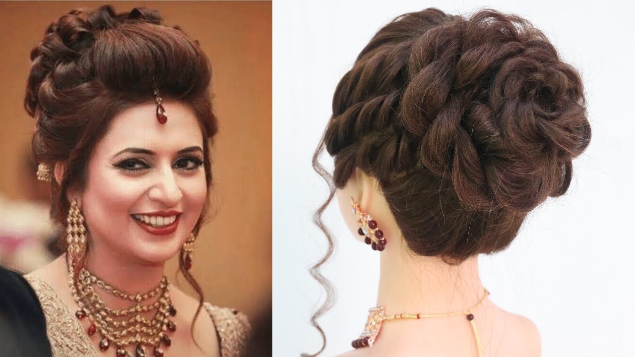 Indian Bridal Bun Hairstyle With Pearl For Wedding - K4 Fashion
