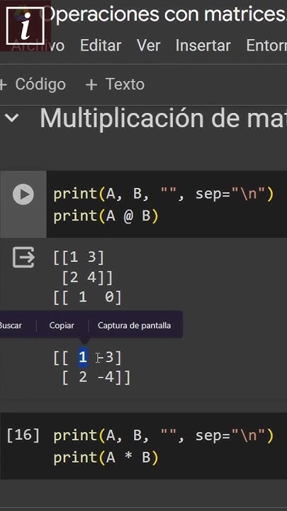 Aprende a hacer Multiplicación de matrices en python con numpy - YouTube